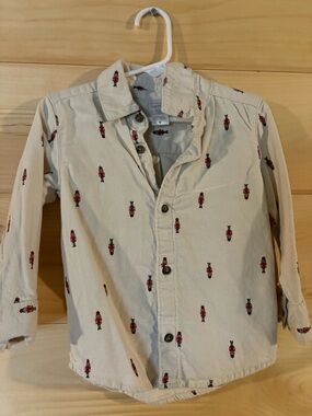 Carter's Cream Shirt with Red Nutcracker Print